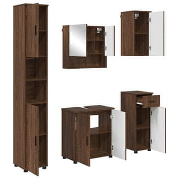 Vidaxl Komplet pohištva za kopalnico 5 pcs Rjavi hrast 61 x 35 x 64 cm
