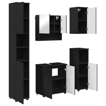 Vidaxl Komplet pohištva za kopalnico 5 pcs Črna 61 x 35 x 64 cm
