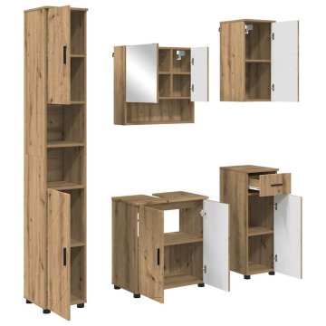 Vidaxl Komplet pohištva za kopalnico s predalom 5 pcs artisan hrast
