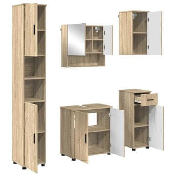 Vidaxl Komplet pohištva za kopalnico s predalom 5 pcs sonoma hrast