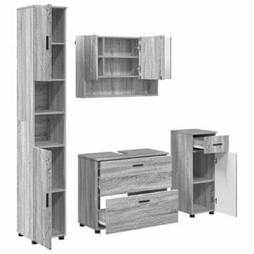Vidaxl Komplet pohištva za kopalnico s predalom 4 pcs Siva Sonoma