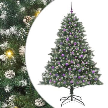 Vidaxl Umestno božično drevo Zelena 210 cm PVC, plastika in jeklo