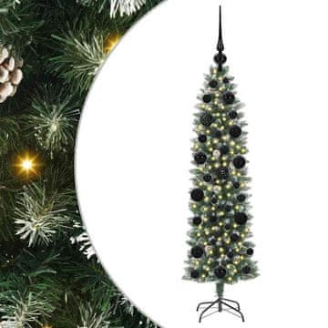 Vidaxl Umetno vitko božično drevo med 150 LED Zelena in Bela 120 cm