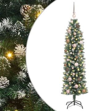 Vidaxl Umetno vitko božično drevo med 150 LED Zelena in Bela 150 cm