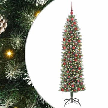 Vidaxl Umetno vitko božično drevo med 300 LED Zelena in Bela 180 cm