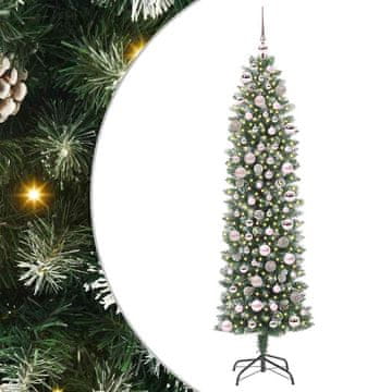 Vidaxl Umetno vitko božično drevo med 300 LED Zelena in Bela 180 cm