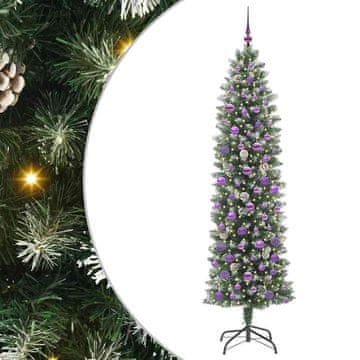Vidaxl Umetno vitko božično drevo med 300 LED Zelena in Bela 210 cm