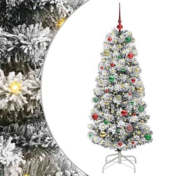 Vidaxl Umetno Zložljivo Božično Drevo z stojalom Zelena in Bela 150 cm