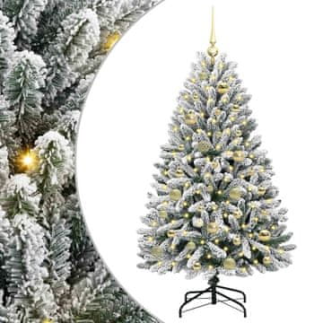Vidaxl Umestno božično drevo Zelena in Bela 120 cm PVC in kovina