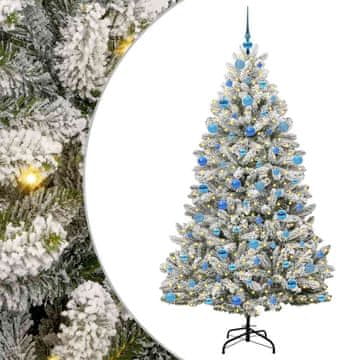Vidaxl Umestno božično drevo Zelena in Bela 180 cm PVC in kovina