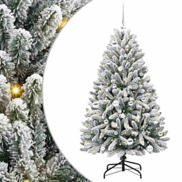 Vidaxl Umestno božično drevo Zelena in Bela 150 cm PVC in kovina