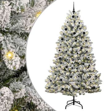 Vidaxl Umestno božično drevo Zelena in Bela 240 cm PVC in kovina