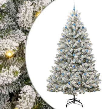 Vidaxl Umestno božično drevo Zelena in Bela 300 cm PVC in kovina