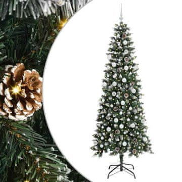 Vidaxl Umestno božično drevo Zelena 210 cm PVC, plastika in jeklo