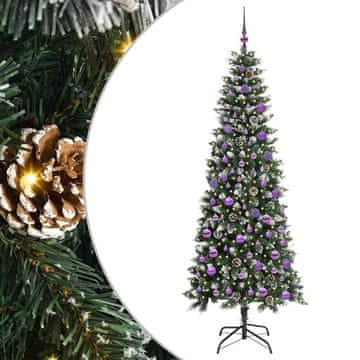 Vidaxl Umestno božično drevo Zelena 210 cm PVC, plastika in jeklo