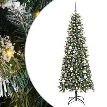 Vidaxl Umestno božično drevo Zelena 210 cm PVC, plastika in jeklo