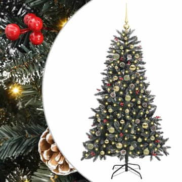 Vidaxl Umestno božično drevo Zelena 150 cm PVC, plastika in jeklo