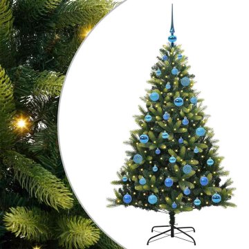 Vidaxl Umjetna zložljiva božićna jelka 150 LED Zelena 150 cm PVC in PE