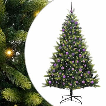 Vidaxl Umjetno hinged božično drevo 300 LED Zelena 180 cm PVC in PE