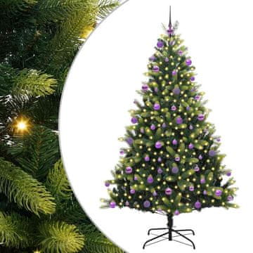 Vidaxl Umjetno hinged božično drevo 300 LED Zelena 210 cm PVC in PE