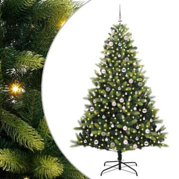 Vidaxl Umjetno hinged božično drevo 300 LED Zelena 240 cm PVC in PE