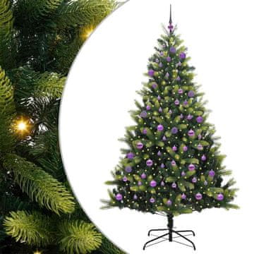 Vidaxl Umjetno hinged božično drevo 300 LED Zelena 240 cm PVC in PE