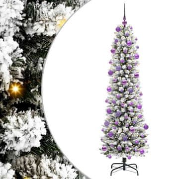 Vidaxl Umestno božično drevo Bela 210 cm PVC, kovina in plastika
