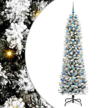 Vidaxl Umestno božično drevo Bela 210 cm PVC, kovina in plastika