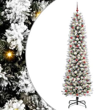 Vidaxl Umestno božično drevo Bela 240 cm PVC, kovina in plastika