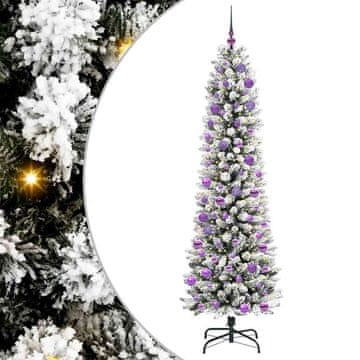 Vidaxl Umestno božično drevo Bela 240 cm PVC, kovina in plastika