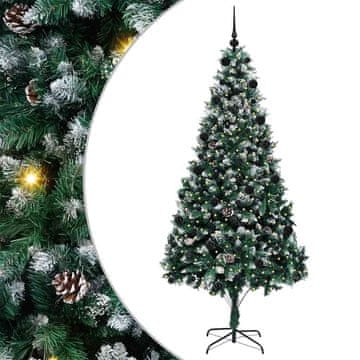 Vidaxl Umestno božično drevo Zelena 210 cm PVC, jeklo in plastika