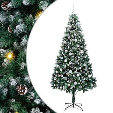 Vidaxl Umestno božično drevo Zelena 210 cm PVC, jeklo in plastika