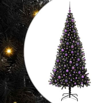 Vidaxl Božično drevo med 300 LED z stojalom Črna 210 cm PVC