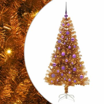 Vidaxl Božično drevo med 150 LED z stojalom Zlata 150 cm PET