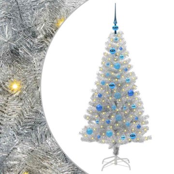 Vidaxl Božično drevo med 150 LED z stojalom srebrna 150 cm PET