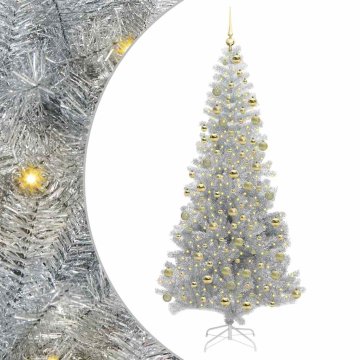 Vidaxl Božično drevo med 300 LED z stojalom srebrna 180 cm PET