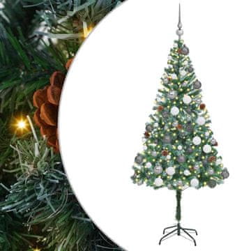 Vidaxl Umestno božično drevo med 300 LED Zelena 180 cm PVC in Jeklo
