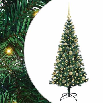 Vidaxl Umjetna preddekorirana božićna jelka med 150 LED Zelena 120 cm