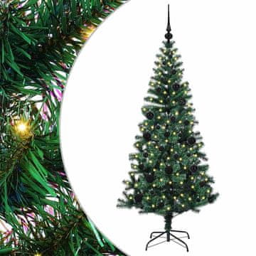Vidaxl Umjetna preddekorirana božićna jelka med 150 LED Zelena 150 cm