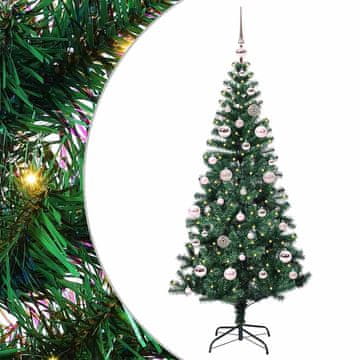 Vidaxl Umjetna preddekorirana božićna jelka med 150 LED Zelena 150 cm