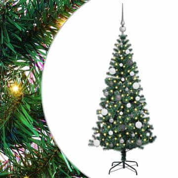 Vidaxl Umjetna preddekorirana božićna jelka med 150 LED Zelena 150 cm
