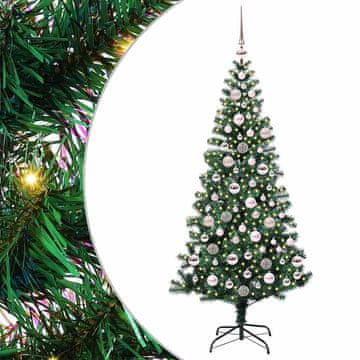Vidaxl Umjetna preddekorirana božićna jelka med 300 LED Zelena 180 cm