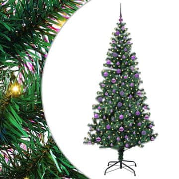 Vidaxl Umjetna preddekorirana božićna jelka med 300 LED Zelena 210 cm