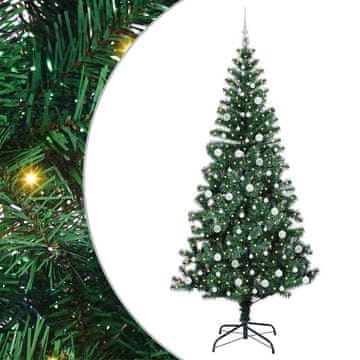 Vidaxl Umjetna preddekorirana božićna jelka med 300 LED Zelena 240 cm
