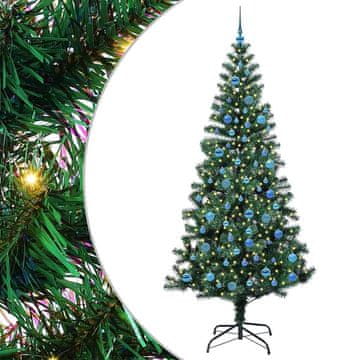 Vidaxl Umjetna preddekorirana božićna jelka med 300 LED Zelena 240 cm