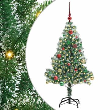 Vidaxl Umjetno božično drevo s snežno obloženimi vejicami in LED lučko