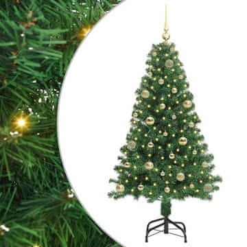 Vidaxl Umestno božično drevo Zelena 150 cm PVC, jeklo in plastika