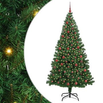 Vidaxl Umestno božično drevo Zelena 210 cm PVC, jeklo in plastika