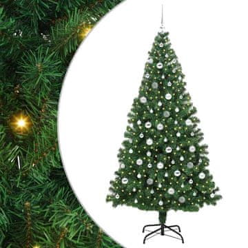 Vidaxl Umestno božično drevo Zelena 210 cm PVC, jeklo in plastika