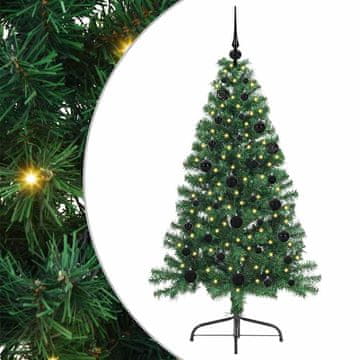 Vidaxl Umjetna preddekorirana božićna jelka Zelena 150 cm PVC